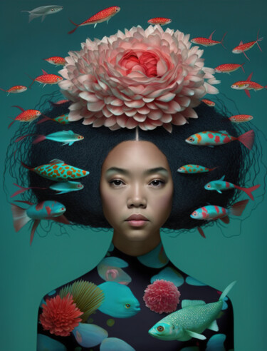 Digital Arts titled "Underwater Beauty 2" by Anita Kalmar, Original Artwork, Digital Print