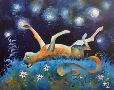 Картина под названием "Vincent's Cat" - Anita Zotkina, Подлинное произведение искусства, Масло