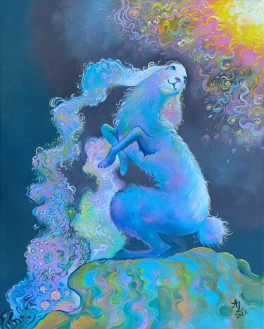 Ζωγραφική με τίτλο "Dreamy Rabbit" από Anita Zotkina, Αυθεντικά έργα τέχνης, Λάδι