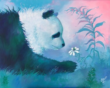 Pittura intitolato "Panda and Bee" da Anita Zotkina, Opera d'arte originale, Olio