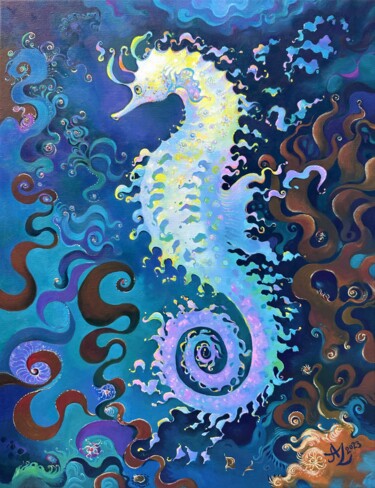 Painting titled "Sea Horse" by Anita Zotkina, Original Artwork, Oil