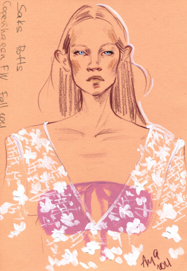 「Fashion #8」というタイトルの描画 Anja Rudkoによって, オリジナルのアートワーク, アクリル