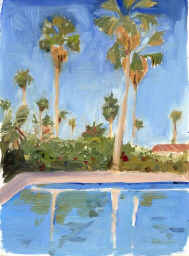 Schilderij getiteld "Palms 1" door Anja Rudko, Origineel Kunstwerk, Olie