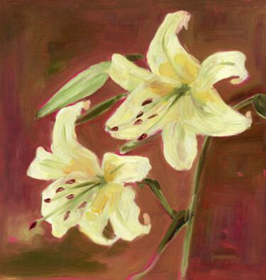 Painting titled "Lilies 1" by Anja Rudko, Original Artwork, Oil