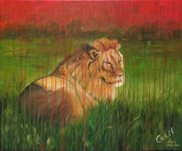 Painting titled "Cecil" by Anja Semling, Original Artwork, Acrylic Mounted on Wood Stretcher frame
