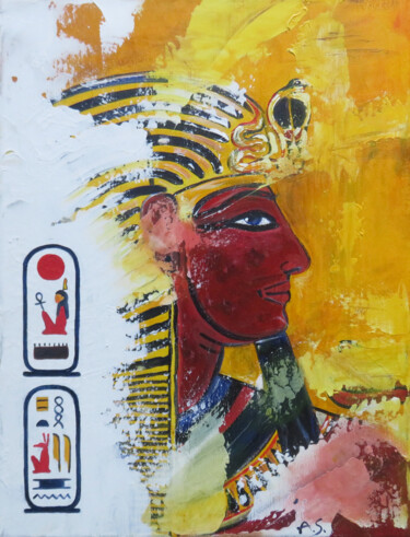 Pintura titulada "Pharao Sethos I." por Anja Semling, Obra de arte original, Acrílico Montado en Bastidor de camilla de made…
