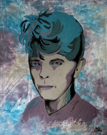 Pintura intitulada "Superstar Bowie" por Anja Semling, Obras de arte originais, Acrílico Montado em Armação em madeira