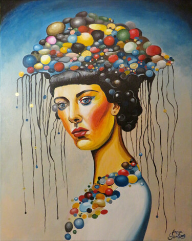 Pintura titulada "Miss Extravaganza" por Anja Semling, Obra de arte original, Acrílico Montado en Bastidor de camilla de mad…