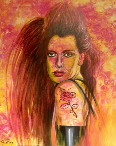 Painting titled "Pete Burns, Punk" by Anja Semling, Original Artwork, Acrylic Mounted on Wood Stretcher frame