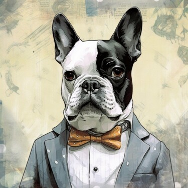 Digitale Kunst getiteld "MY BULLDOG" door Anki, Origineel Kunstwerk, AI gegenereerde afbeelding