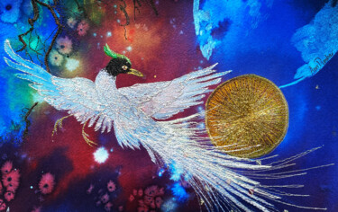 Картина под названием "Rise of the phoenix" - Ann Dunbar, Подлинное произведение искусства, Акварель Установлен на картон