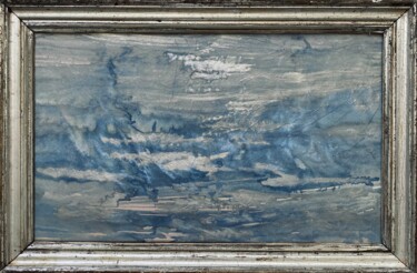 Schilderij getiteld "Nuage IX - encadré" door Ann Ray, Origineel Kunstwerk, Inkt Gemonteerd op Frame voor houten brancard