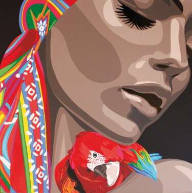 Peinture intitulée "" Oiseau de bon aug…" par Ann'Soco, Œuvre d'art originale, Acrylique