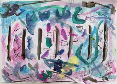 Peinture intitulée "Today is Saturday" par Ann X, Œuvre d'art originale, Gouache