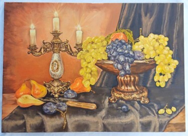 Pintura intitulada "Baroque still life" por Anna Afanas Eva, Obras de arte originais, Óleo Montado em Armação em madeira