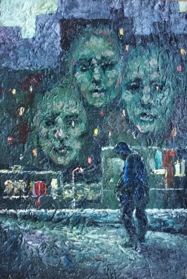 Картина под названием "Город" - Анна Ягужинская, Подлинное произведение искусства, Масло