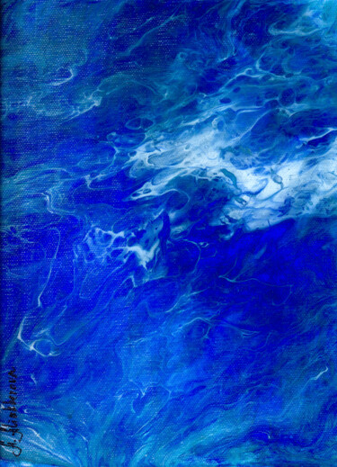 「Sea Surface」というタイトルの絵画 Анна Алиакбероваによって, オリジナルのアートワーク, アクリル ウッドストレッチャーフレームにマウント