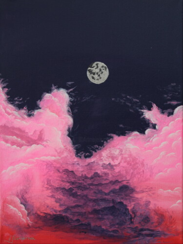 Painting titled "Romantic art “Pink…" by Anna Aliakberova, Original Artwork, Acrylic Mounted on Wood Stretcher frame