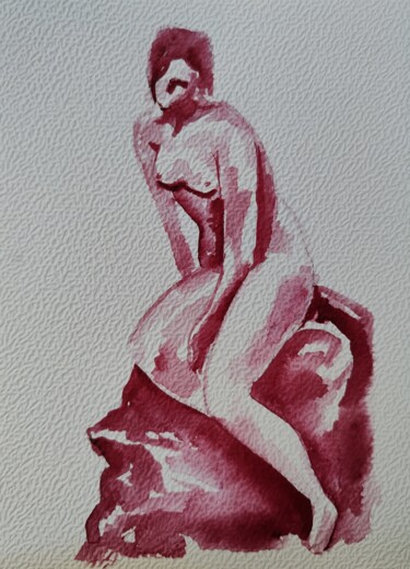 Desenho intitulada "rose n°17" por Anna An, Obras de arte originais, Aquarela