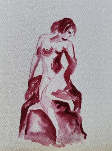 Desenho intitulada "rose n°15" por Anna An, Obras de arte originais, Aquarela