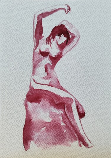 Drawing titled "rose n°14" by Anna An, Original Artwork, Watercolor
