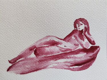 Drawing titled "rose n°4" by Anna An, Original Artwork, Watercolor