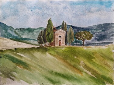 Peinture intitulée "paysage provençal n…" par Anna An, Œuvre d'art originale, Aquarelle
