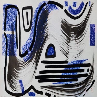 Drawing titled "blue n°7" by Anna An, Original Artwork, Marker