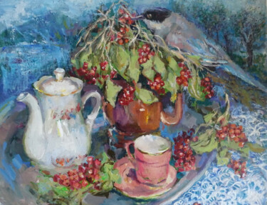 Pintura intitulada "Autumn tea party" por Anna Andreuts, Obras de arte originais, Óleo