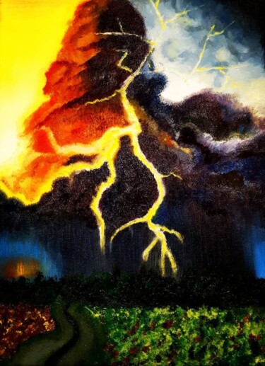 Painting titled "Thunderstorm" by Anna Arlt, Original Artwork, Oil