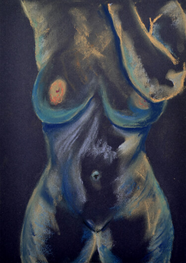 Schilderij getiteld "Female body nude" door Anna Baranova, Origineel Kunstwerk, Pastel