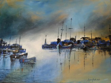 Peinture intitulée "Luci del porto" par Anna Battistotti, Œuvre d'art originale, Acrylique Monté sur Châssis en bois