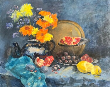 Painting titled "flowers for my birt…" by Anna Belov, Original Artwork, Oil