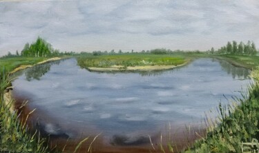 Painting titled "Uzh river" by Anna Berlinskaia, Original Artwork, Oil