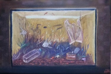 Картина под названием "Aquarium" - Anna Berlinskaia, Подлинное произведение искусства, Масло