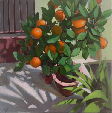 Painting titled "Tangerine tree" by Anna Bogushevskaya, Original Artwork, Oil