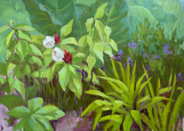 Картина под названием "Green leaves" - Anna Bogushevskaya, Подлинное произведение искусства, Масло