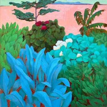 Pintura intitulada "Bluish leaves lands…" por Anna Bogushevskaya, Obras de arte originais, Óleo Montado em Armação em madeira