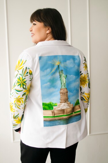 Art textile intitulée "Hand painted jacket…" par Anna Borsevskaa, Œuvre d'art originale, Tapisserie