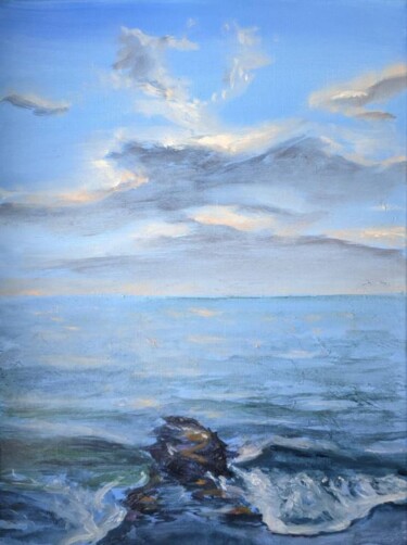 Ζωγραφική με τίτλο "Sunset afterglow" από Anna Brazhnikova, Αυθεντικά έργα τέχνης, Λάδι Τοποθετήθηκε στο Ξύλινο φορείο σκελε…