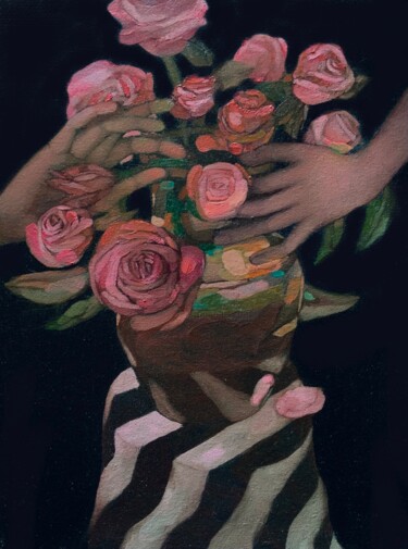 Malarstwo zatytułowany „Pink in my room” autorstwa Anna Bulkina, Oryginalna praca, Olej Zamontowany na Drewniana rama noszy