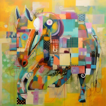 Arte digital titulada "Geometric Gallop" por Anna Burger, Obra de arte original, Collages digitales