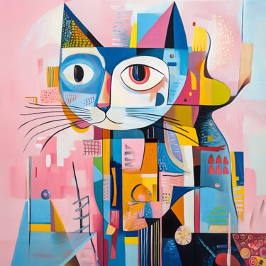 Digitale Kunst getiteld "A Cat's Urban Odyss…" door Anna Burger, Origineel Kunstwerk, Digitale collage