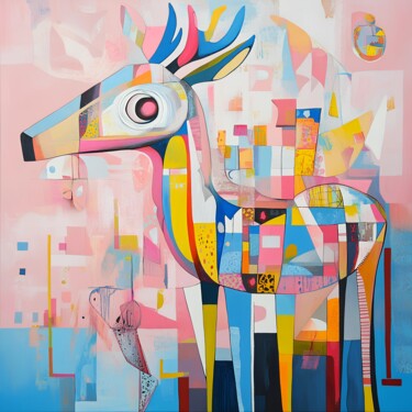 Digital Arts titled "Deer of the Metropo…" by Anna Burger, Original Artwork, Digital Collage