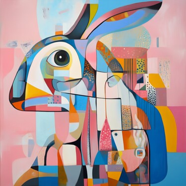 Digitale Kunst getiteld "Basquiat Bunny" door Anna Burger, Origineel Kunstwerk, Digitale collage