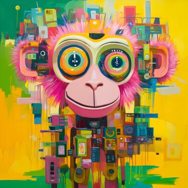 Digital Arts titled "Funky Monkey" by Anna Burger, Original Artwork, Digital Collage