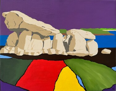 Schilderij getiteld "Dolmen de Penhap" door Anna D., Origineel Kunstwerk, Acryl Gemonteerd op Frame voor houten brancard