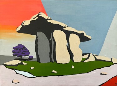 Painting titled "Dolmen de Poulnabro…" by Anna D., Original Artwork, Acrylic Mounted on Wood Stretcher frame