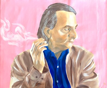 Ζωγραφική με τίτλο "Michel Houellebecq" από Anna D., Αυθεντικά έργα τέχνης, Ακρυλικό