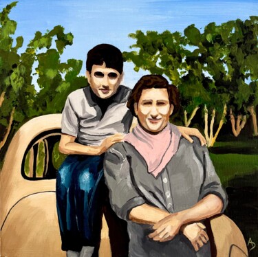 Pintura titulada "La nouvelle voiture…" por Anna D., Obra de arte original, Acrílico Montado en Cartulina